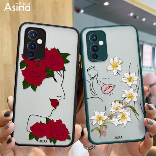 ASINA Transparent Flower Case For Oneplus 9 9R 8t 8 Pro Matte Hard PC with Soft Edge Women Cases For Oneplus 7 7T Pro