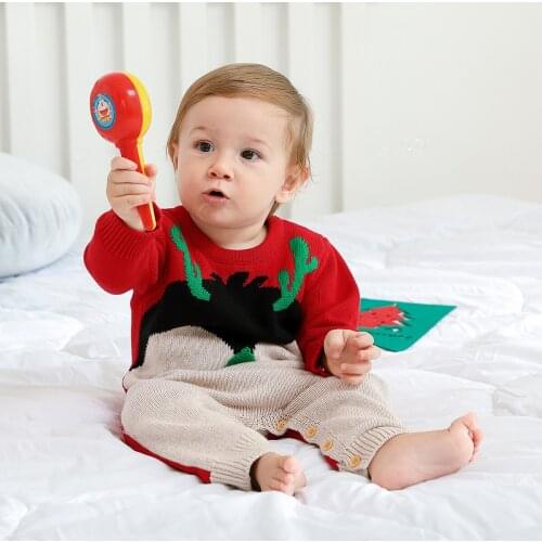 Reindeer Christmas Romper for Baby Boy Girl Newborn Toddler Cotton Knitted Long Sleeve Outfits Clothes Super Soft Warm Sweater