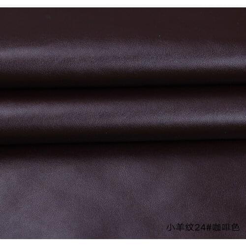 High Quality Micro Sheep pattern 24# Brown PU Leather fabric with little elastic for DIY furniture bag material(50x69cm)