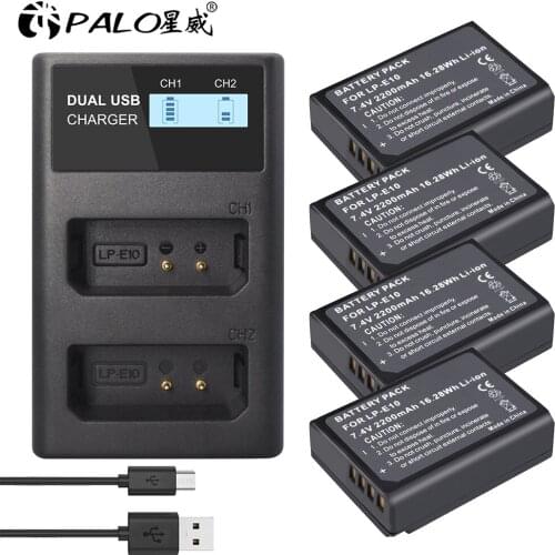 PALO 100% USB LCD charger LP-E10 LP E10 LPE10 with Digital Camera Battery For Canon 1100D 1200D 1300D Rebel T3 T5 KISS X50 X70