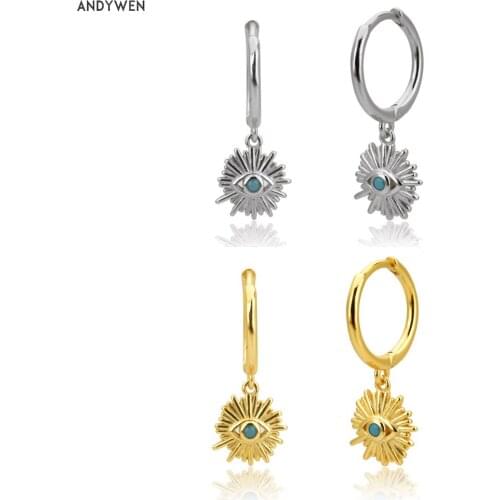 LOZOYA 100% 925 Sterling Silver SnowFlower Drop Earring Rock Punk Gold Luxury Crystal CZ Circle High Quality Fine Jewelry