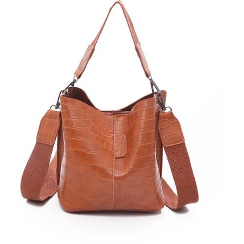Alligator Handbags Women Big Capacity Leather Messenger Shoulder Bags Women Bucket Casual Solid Crocodile Woman Handbag Travel