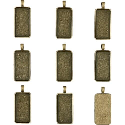 Vintage Alloy Flower Pendant Cabochon Bezel Settings, Nickel Free, Antique Bronze, Oval Tray: 25x18mm; 41x29.5x2.5mm, Hole: 3mm