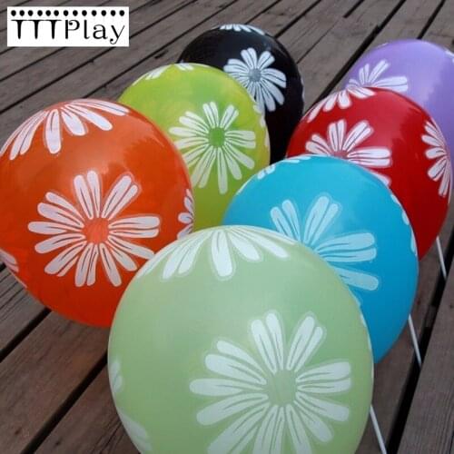 10pcs/lot 12inch 2.8g Flower Printed Latex Balloons Inflatable Air Balls Happy Birthday Party Wedding Decoration Helium Balloons
