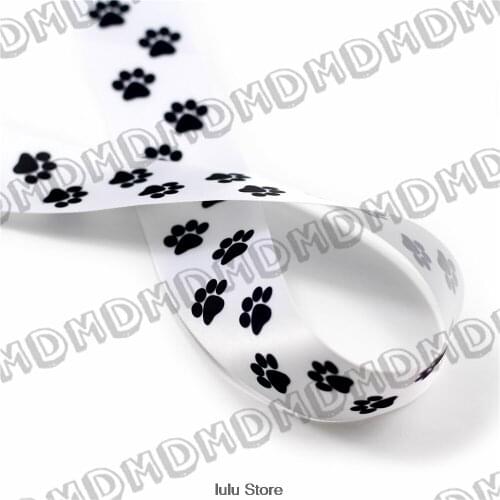 100 Yards 9mm-75mm Size Dog Paw Printed Satin Ribbon DIY Handmade Gift Wrapping, Packing Webbing HT01-PG022-03844