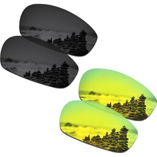 SmartVLT 2 Pairs Polarized Sunglasses Replacement Lenses for Oakley Split Jacket Stealth Black and 24K Gold