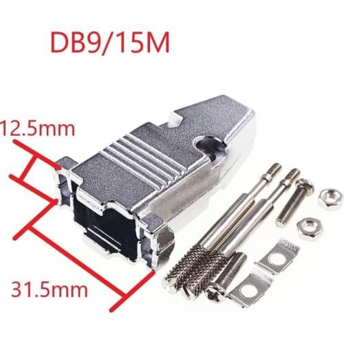 2Pcs Metal D-Sub DB15 15 Pin 3 Row Connector Hood Cover shells screws for DB9 Socket Plug VGA RGB D-Sub Connector