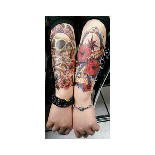 2 pcs/set,Beauty Makeup Body Art Sexy Skull+Flower Eyes Tattoo Waterproof Temporary Tattoo Stickers
