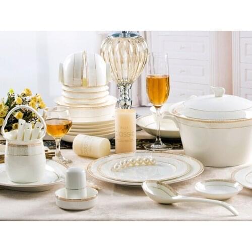 2021 Fashion Dishes Home 56 Pieces Porcelain Household Tableware Set European Ceramic Tableware Dishes Creative Gifts Tableware