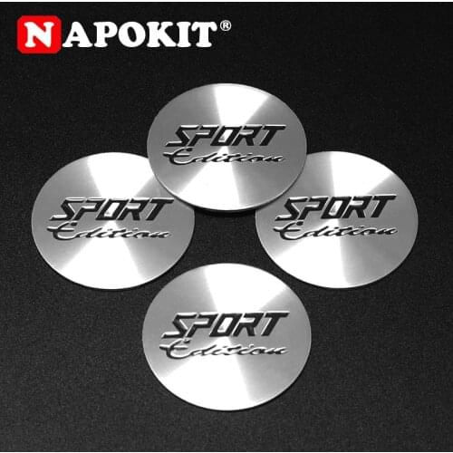 4pcs/lot 45mm Flat Surface Sport Edition Logo Metal Car Hub Cap Emblem Badge Sticker Cover for Car Wheel Center Cap Black Silver