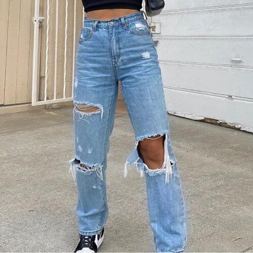 Pants For Women 2021 Summer New Womens Jeans Trousers Ripped Holes Are Thinner Womens Fashion Jeans y2k Streetwear Plus Size