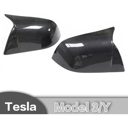 Tesla Dry Carbon Fiber Rearview Mirror Shell Horn Protection Decorative Cover Carbon Fiber Modification Model 3/Model Y