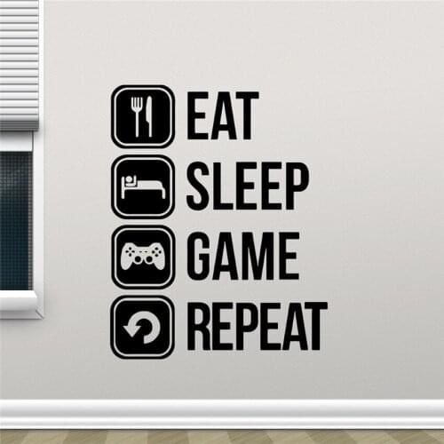 Joystick Gamepad Player Wall Design Eat Sleep Game Repeat Decal Game Vinyl Sticker Art Teen Bedroom Decoration wall decoration