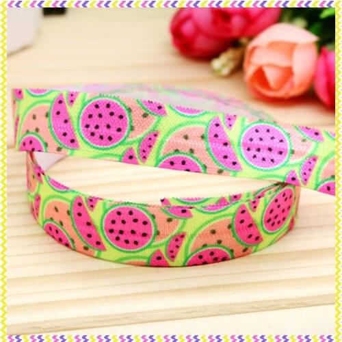 DHK 5/8'' 5yards Fold Elastic FOE watermelon printed headband headwear hair band diy decoration OEM Wholesale E438