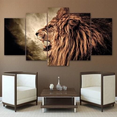 5D DIY 5PCS Oil Painting Art Wall Modern Angry Lion Full Square Round Diamond Embroidery Diamond Painting Cross Stitch mosaic
