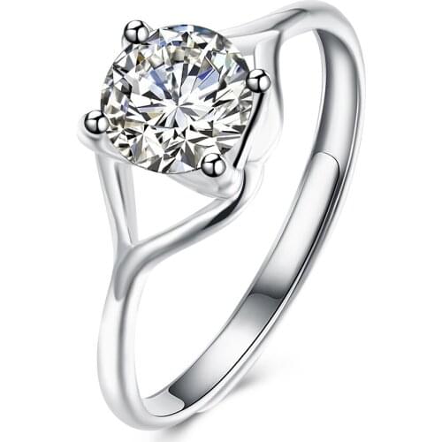 SILVERHOO Sterling Silver 925 Rings For Girl Adjustable Geometric Shape Inlaid Zircon Personality Ring Anniversary Simple Gift