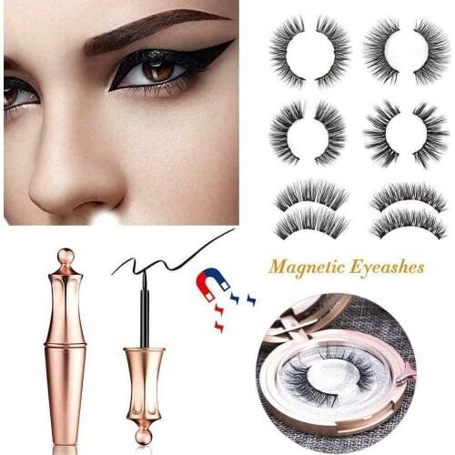 Magnetic Liquid Eyeliner &Magnetic False Eyelashes Easy To Wear and Waterproof Long Lasting Natural False Eyelashes with Tweezer