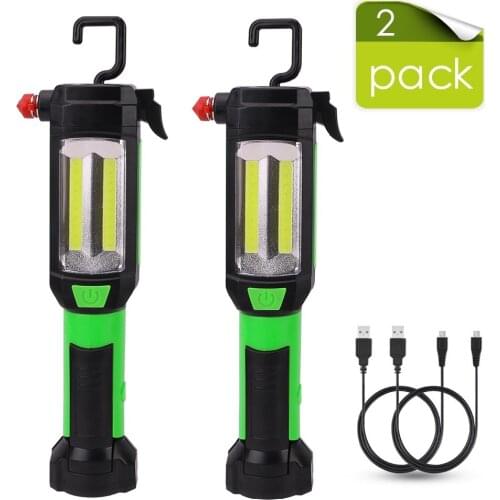 Magnetic Working Light COB LED Flashlight USB Rechargeable Torch Portable Hammer Seat Belt Cutter Emergency Light for Car Repair