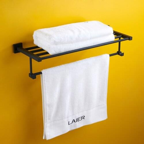 Vidric Matte black Towel holder Towel rack Wall Mounted Bath Double Towel Rails holder