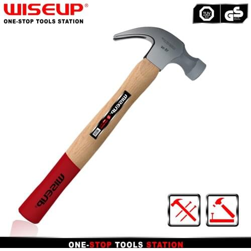 WISEUP Heavy Duty All Purpose Claw Hammer Carbon Steel Head Nail Construction Hammer Household Woodworking Hand Tools