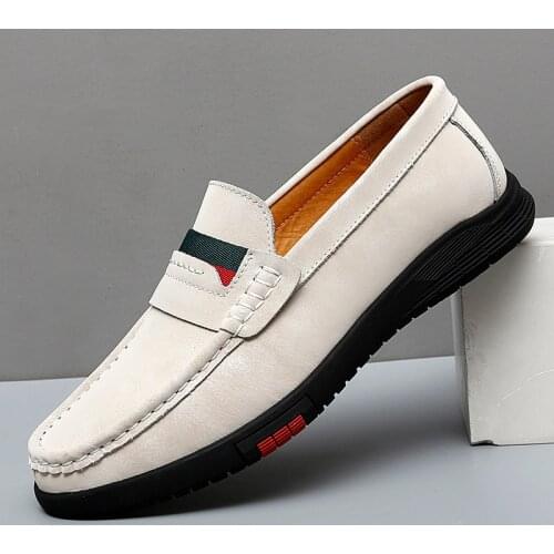 British Men Shoes Are Elastic High Quality Moccasins Shoes Comfortable Casual Shoes Breathable Hand-stitched Shoe Platform Shoes