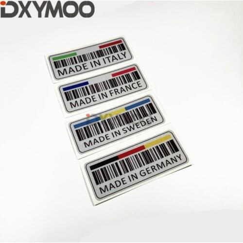 Car Styling Decals Fashion National Flag Bar Code Creative MADE IN ITALY Germany France Sweden Stickers