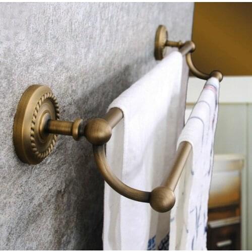 Wall Mounted Vintage Retro Antique Brass Bathroom Double Towel Bar Towel Rail Holder Bathroom Accessory mba093