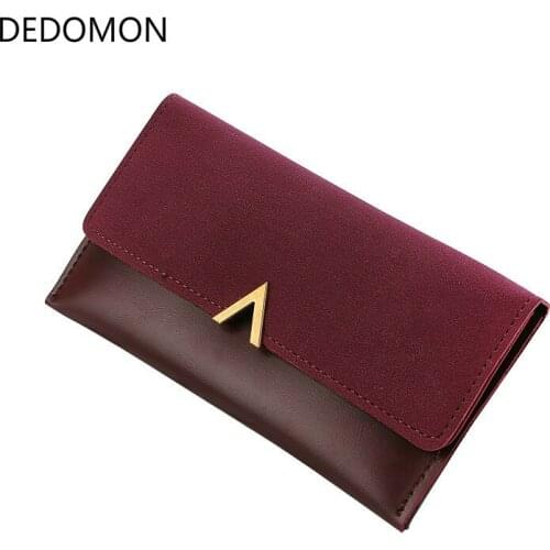 2020 New Leather Women Wallets Fashion Three Fold Design Womens Long Purse Patchwork Female Clutch Wallet Card Holder