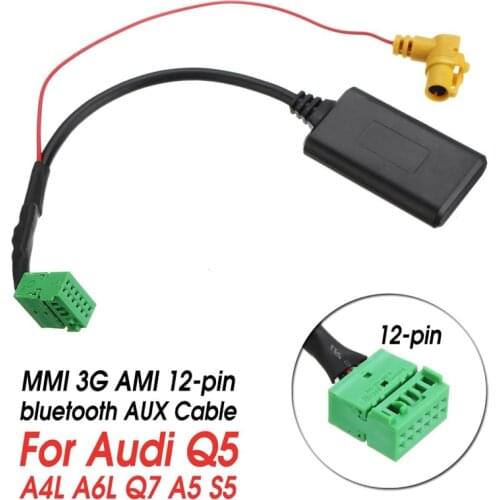 NEW-Wireless Mmi 3G Ami 12-Pin Bluetooth Aux Cable Adapter Wireless Audio Input For-Audi Q5 A6 A4 Q7 A5 S5