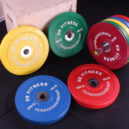 Fitness equipment big hole gym equipment full rubber barbell weightlifting film color can fall film bag film barbell film