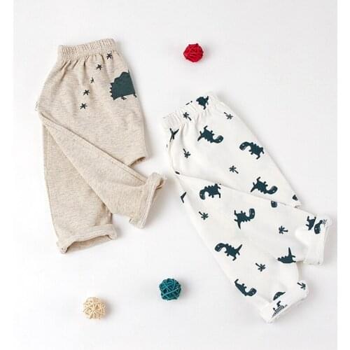 Girls Clothes Boys Pants Cute Autumn Winter Cartoon Animal Print Cotton Elastic Mid Waist Trousers Baby Clothing Baby Pants