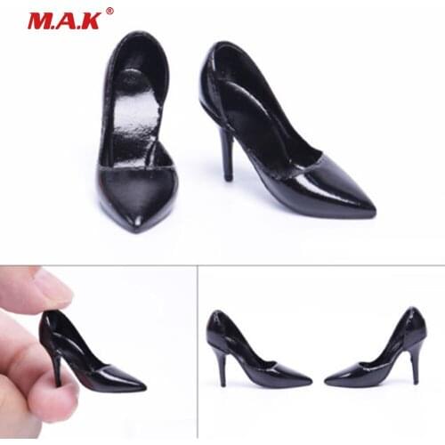 Hot toys 1/6 Scale Black High Heeled Shoes soft plastic shoes model For Female Action Figure PH JIAODOLL Accessory