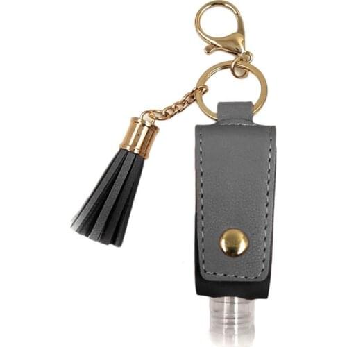 30ml Empty Bottle Keychain Portable Health Keyring Case PU Sanitizer Leather Hand Case Disinfectant Free Tassel Leather Key C7W8