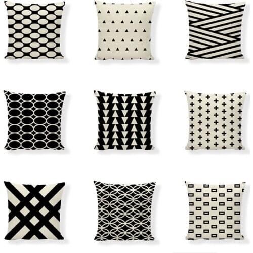 Christmas Geometry Cushion Covers Cotton Linen Scandinavian Pillow Covers Chic Farmhouse Decorator Throw Pillow Cheap