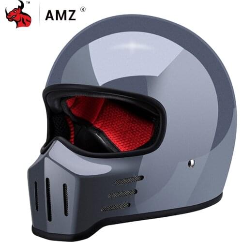 AMZ Motorcycle Helmet Casco Moto Men Summer Vintage Motocross Full Helmet Off-Road Racing Motorbike Riding Helmet DOT Approved