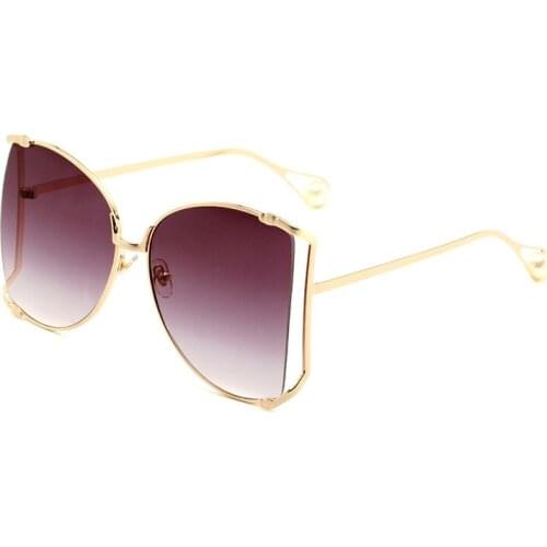 Big Frame Pearl Sunglasses Ladies Fashion Colorful Metal Hollow Outdoor Driving Sunglasses for Women