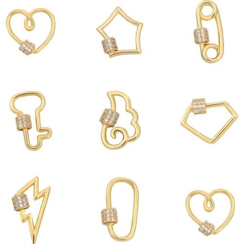 JUYA 5 Pcs Fastener Spiral Clasps For Jewelry Making Cubic Zirconia Charm Connectors Necklace Pendants DIY Jewelry Accessories