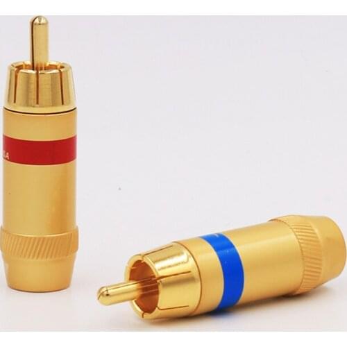 VR009G Male RCA Plug Wire Solder Audio Video Gold Plated Connector 8MM diameter rca adapter