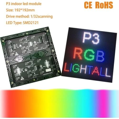 High quality 64*64dot P3 painel rgb led module indoor 192*192mm led matrix letrero taxi led sign HUB75 HD rental stage display