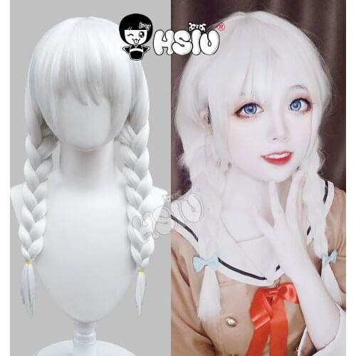 Wakamiya Eve Wig BanG Dream! Pastel*Palettes Cosplay HSIU Brand White short double ponytail Eve+Free wig cap Wakamiya cosplay