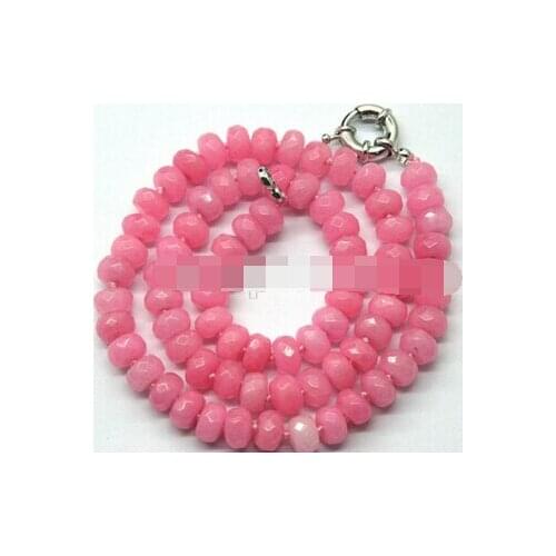 Miss charm Jew2125 new Natural 5x8mm Pink Necklace 18''+AAAA