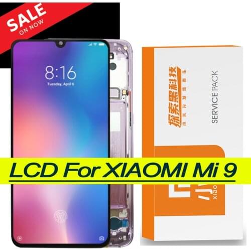Original 6.39'' AMOLED LCD with frame for XIAOMI Mi 9 Display Touch Screen Digitizer Assembly for MI9 M1902F1G Repair Parts