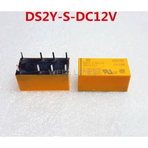100pcs/lot ) DS2Y-S-DC12V Miniature Signal Relay,2C (DPDT)