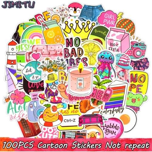 100 PCS Pink Graffiti Stickers for Kids Lovely Cartoon Vsco Decal Sticker DIY Laptop Travel Case Tablet Phone Skateboard Guitar
