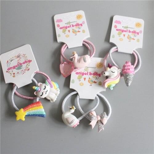 2PCS New Cute Meteor Kitten Princess Cartoon Headwear Kids Elastic Hair Bands Children Ropes Girls Accessories Baby Headdress
