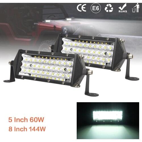 2pcs Universal 5 / 8 Inch LED Light Bar Waterproof Off Road Driving LED Work Light Bar Combo Beam for Car Tractor Boat Truck