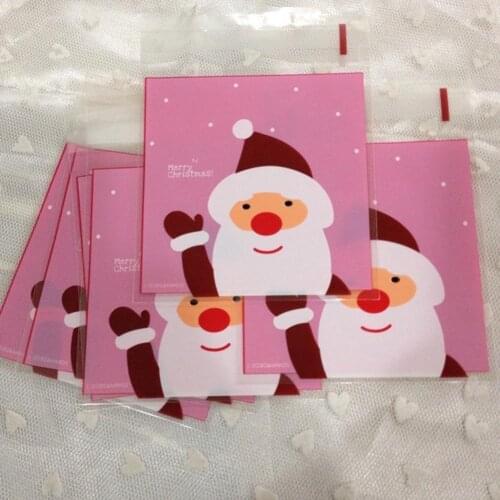 50Pcs Christmas Bag Santa Claus Cellophane Gift Cookie Fudge Candy Self Adhesive