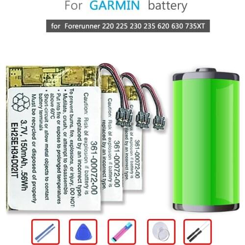 150mAh Battery 361-00072-00 For GARMIN Forerunner 220 225 230 235 620 630 735XT Li-ion Bateria