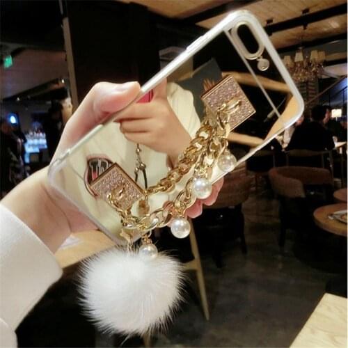 Phone case For iPhone 11 12 Pro MAX 7 8 Plus For iphone X XS MAX XR Luxury Soft Mirror Fur Ball Case For iPhone 6 6S Plus Case