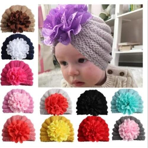 Lovely Big Flower Baby Hat Beanie Infants Knitting Cap